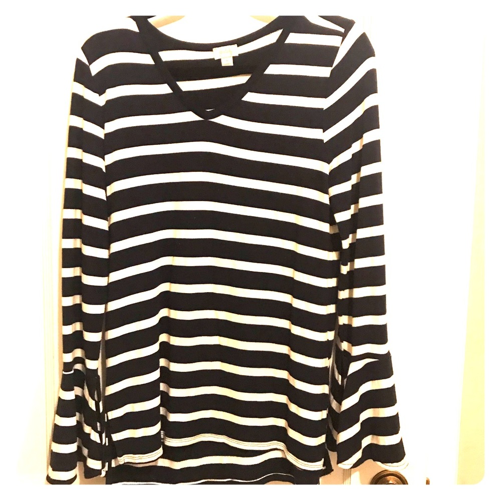 Striped Bell cuff sweater